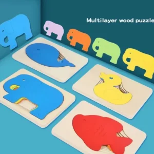 3D Multilayer Wood Puzzle Elephant/Duck/Whale/Fish - Montessori Puzzles