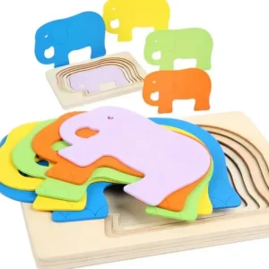 3D Multilayer Wood Puzzle Elephant/Duck/Whale/Fish - Montessori Puzzles