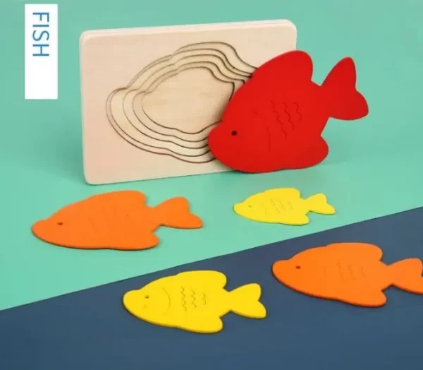 3D Multilayer Wood Puzzle Elephant/Duck/Whale/Fish - Montessori Puzzles