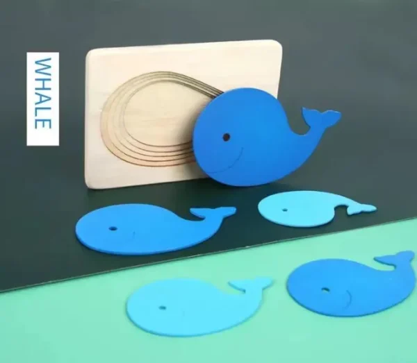 3D Multilayer Wood Puzzle Elephant/Duck/Whale/Fish - Montessori Puzzles