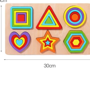 3D Wooden Colourful Shape Puzzle