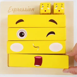 3D Wooden Expression Building Blocks - Speech therapy toys