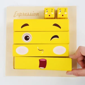 3D Wooden Expression Building Blocks - Speech therapy toys