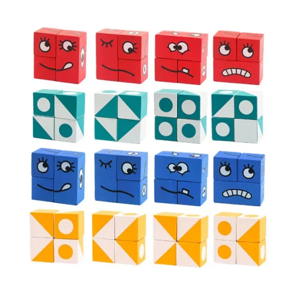 Geometric Emoji Cube game - Montessori Educational Toys