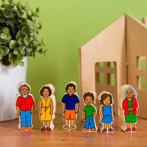 Indigenous Family - 6 Wooden People- Open Ended Learning Toys