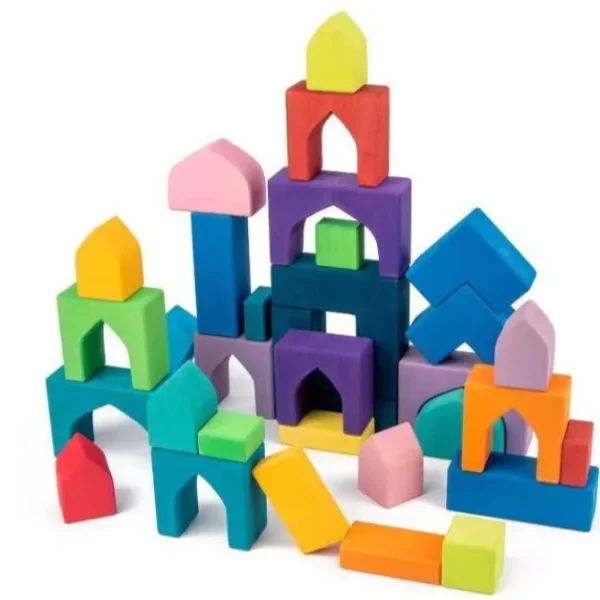 Large Wooden Block Building Set - Colorful Arches Open ended wooden toys