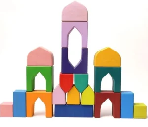 Large Wooden Block Building Set - Colorful Arches Open ended wooden toys