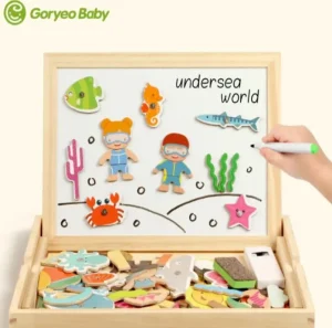 Magnetic drawing and fishing educational board - Fine motor skills toys-