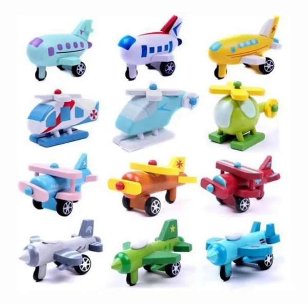 12 mini Wooden Airplanes - Best Open Ended Wooden Toys