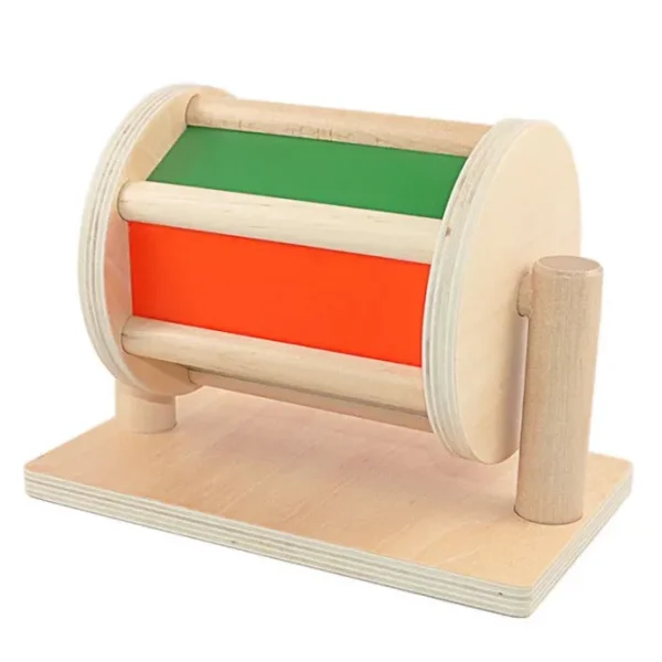 Montessori Wooden Spinning Drum with Mirror-Best montessori sensory toys