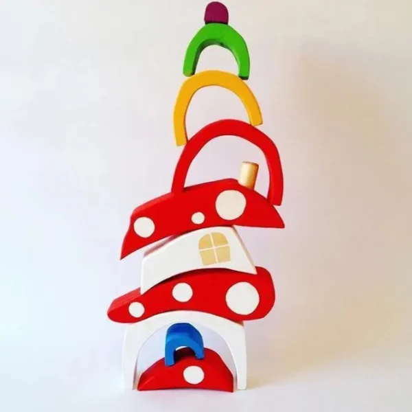 Mushroom House Wooden Blocks- Open ended wooden toys