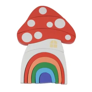 Mushroom House Wooden Blocks- Open ended wooden toys