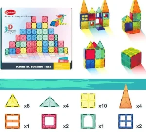 Onshine Magnetic Building Tiles (32 & 78 piece) - Open ended wooden toys- Fine Motor Toys For Children