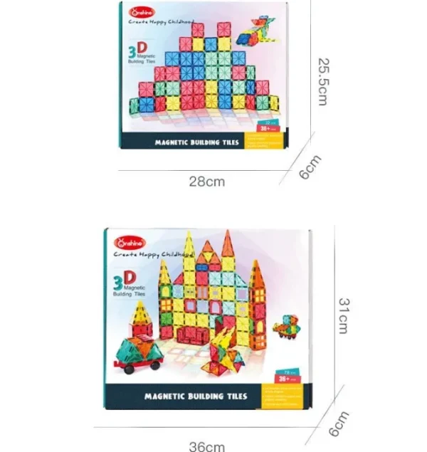 Onshine Magnetic Building Tiles (32 & 78 piece) - Open ended wooden toys- Fine Motor Toys For Children