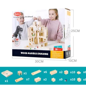 Onshine Wooden Marble Run Building Blocks - Open Ended Wooden Toys