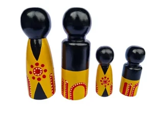 16pc Set Wooden Indigenous Peg Dolls