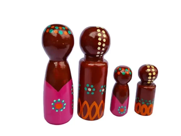 16pc Set Wooden Indigenous Peg Dolls