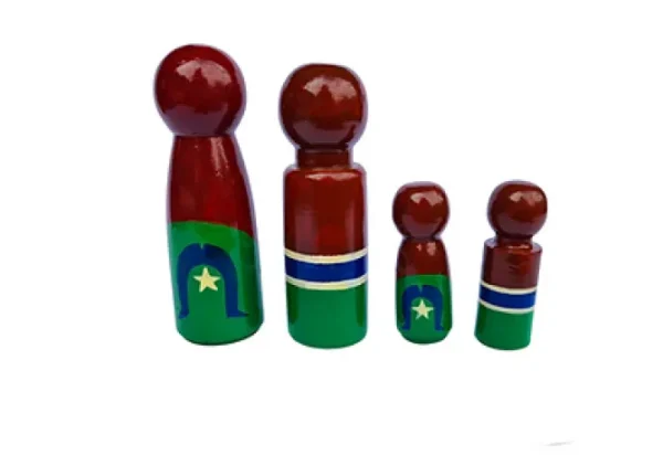 16pc Set Wooden Indigenous Peg Dolls