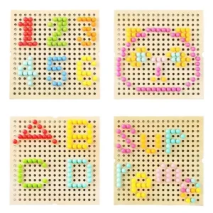 240pcs Mushroom Nail Intelligent Puzzle Games With Wood Storage Box - Fine motor skills toys