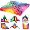 12pcs Rainbow Blocks Wooden Colorful Angle blocks - Open Ended Toys