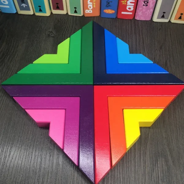 12pcs Rainbow Blocks Wooden Colorful Angle blocks - Open Ended Toys