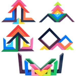 12pcs Rainbow Blocks Wooden Colorful Angle blocks - Open Ended Toys