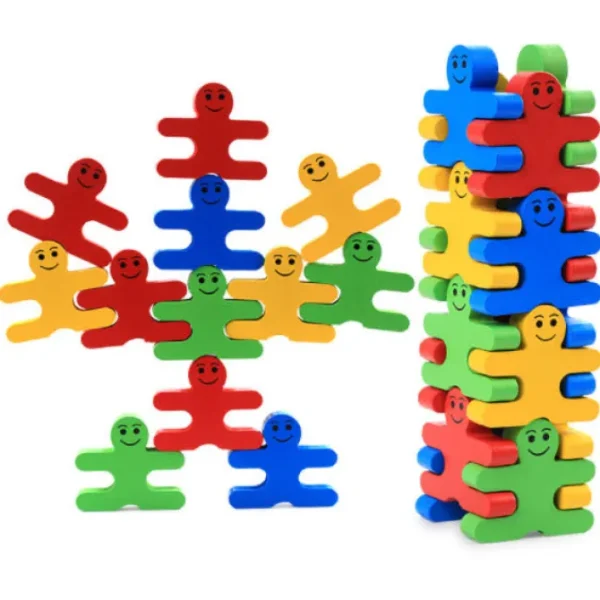 16PCS Wooden Balance Villain Blocks - Open Ended Wooden Toys