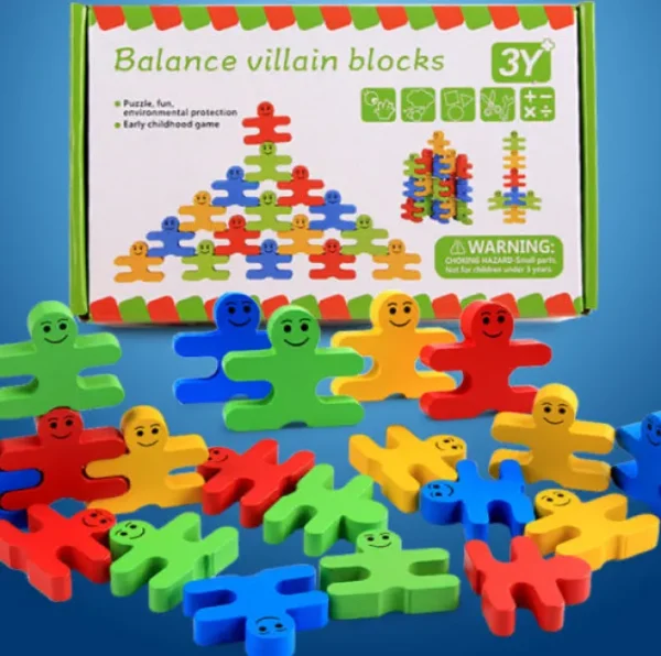 16PCS Wooden Balance Villain Blocks - Open Ended Wooden Toys