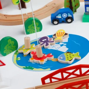 80pcs wooden Kids Fun Railway - Open ended wooden toys