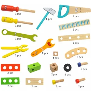 34 PCS Wooden Tool Box - Best Open Ended Toys