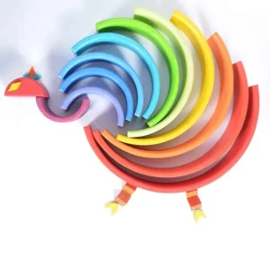 12 Piece Large Rainbow Wooden Stacking Toy- Open ended wooden toys