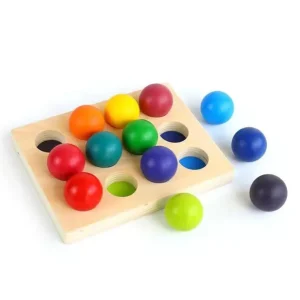 12 Piece Rainbow Wooden Balls Set - Best Montessori Toys