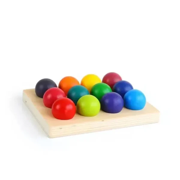 12 Piece Rainbow Wooden Balls Set - Best Montessori Toys