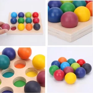 12 Piece Rainbow Wooden Balls Set - Best Montessori Toys