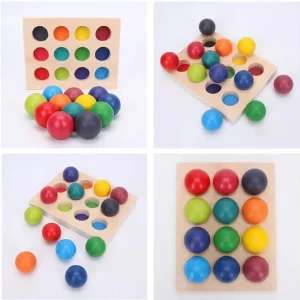 12 Piece Rainbow Wooden Balls Set - Best Montessori Toys