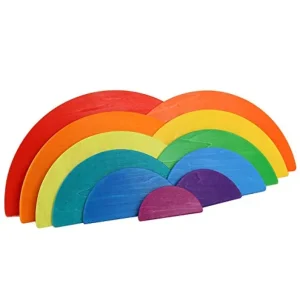 11 Piece Semicircle Rainbow Flat Blocks- Open ended wooden toys