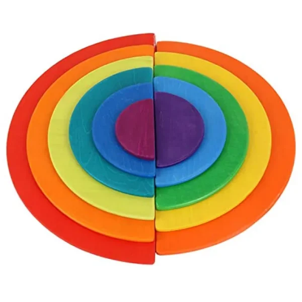 11 Piece Semicircle Rainbow Flat Blocks- Open ended wooden toys