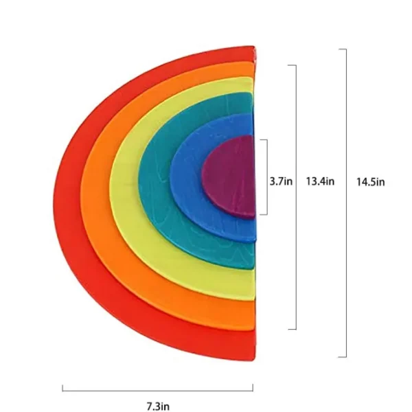 11 Piece Semicircle Rainbow Flat Blocks- Open ended wooden toys