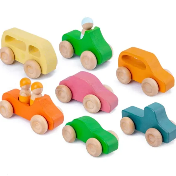 10 Piece Wooden Rainbow Car Set -Open ended wooden toys