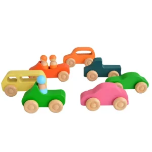 10 Piece Wooden Rainbow Car Set -Open ended wooden toys