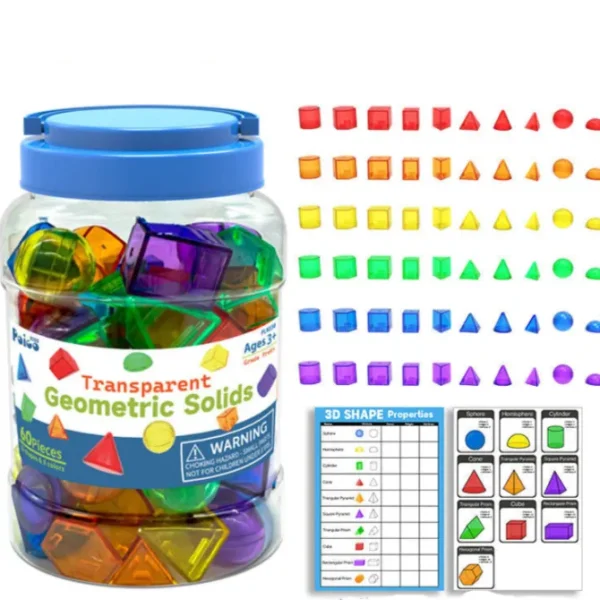 60 Pieces 3D Geometric Solids - Mathematical Toys