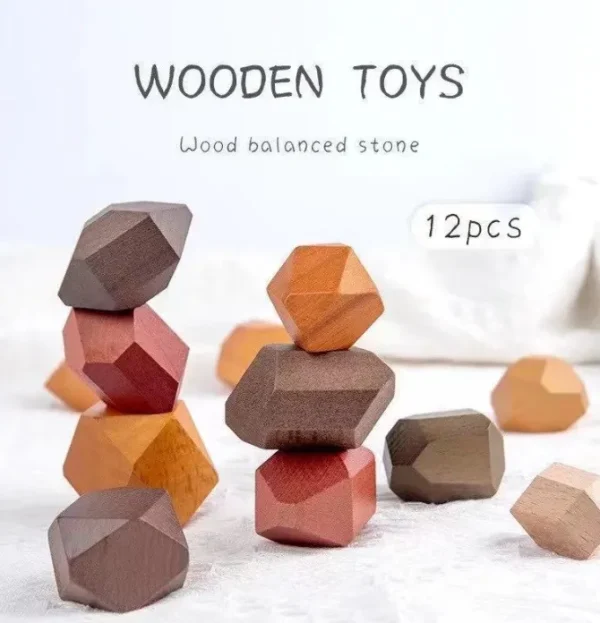 12 Pieces Jumbo Wooden Nature Balance Blocks- Open ended wooden toys