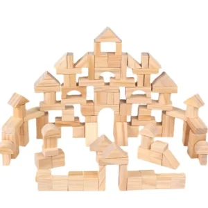 100 Pieces Wooden Building Blocks - Open Ended Wooden Toys