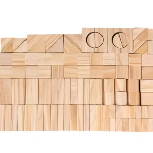 100 Pieces Wooden Building Blocks - Open Ended Wooden Toys