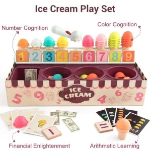 Pretend Play Ice Cream Counter Montessori Educational Math Toys-Mathematics toys