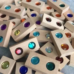 Sparkling Gem Wooden Building Blocks with Wooden Tray - Open Ended Toys