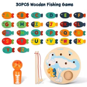 Wooden Alphabet Magnetic Fishing Game - Fine Motor Toys For Children