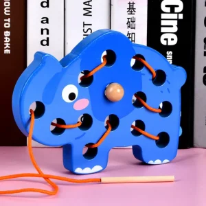 Wooden Animal Threading Rope Game - Fine Motor Skills Toys