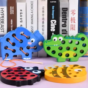 Wooden Animal Threading Rope Game - Fine Motor Skills Toys