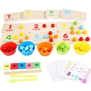 Wooden Beads Counting and Sorting Game - Montessori Educational Toys